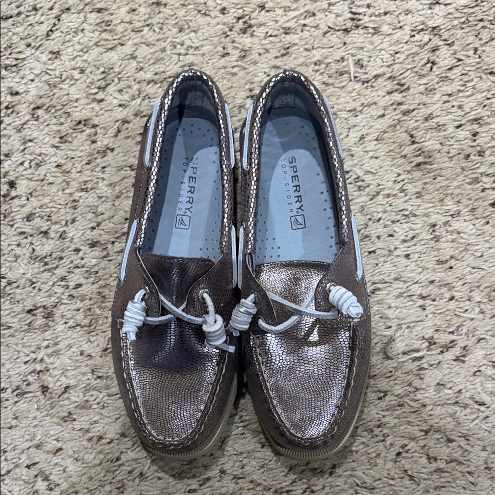 Sperry Women's Silver Metallic Snake Loafers